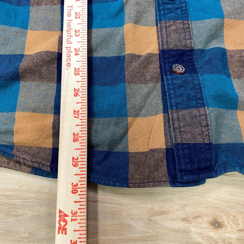 Duluth Trading Co Flannel Shirt Mens XL Plaid Cotton Relaxed Blue Tan Workwear - Picture 5 of 8